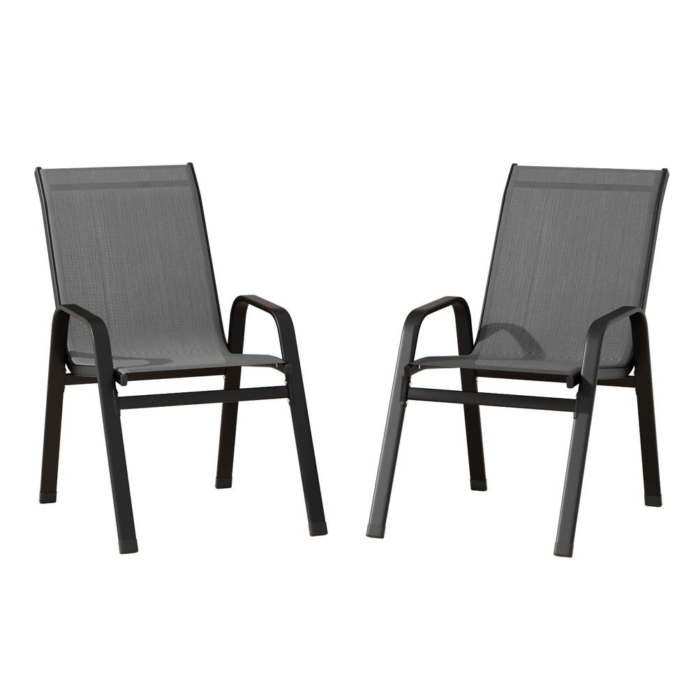Stackable Outdoor Chairs – Set of 2 (Grey)