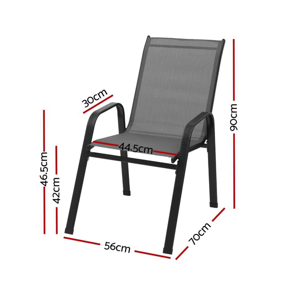Stackable Outdoor Chairs – Set of 2 (Grey)