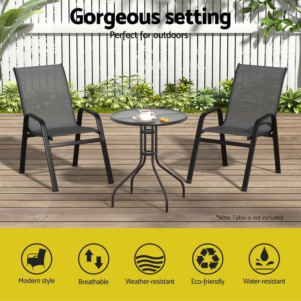 Stackable Outdoor Chairs – Set of 2 (Grey)