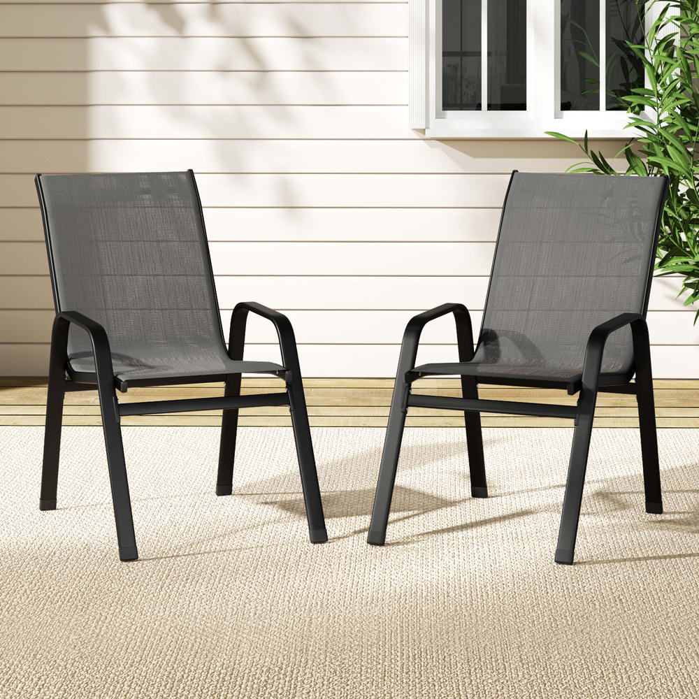 Stackable Outdoor Chairs – Set of 2 (Grey)