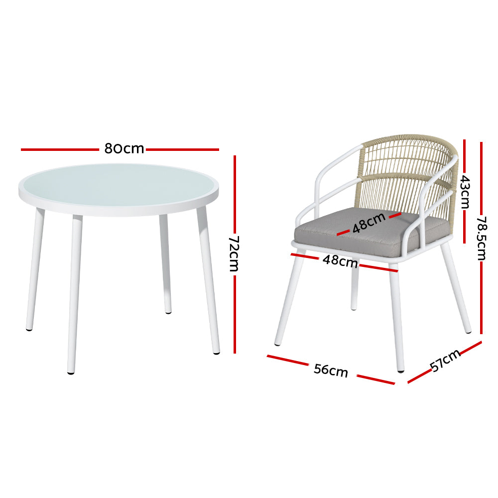 5-Piece Outdoor Dining Set – Rope & Aluminium