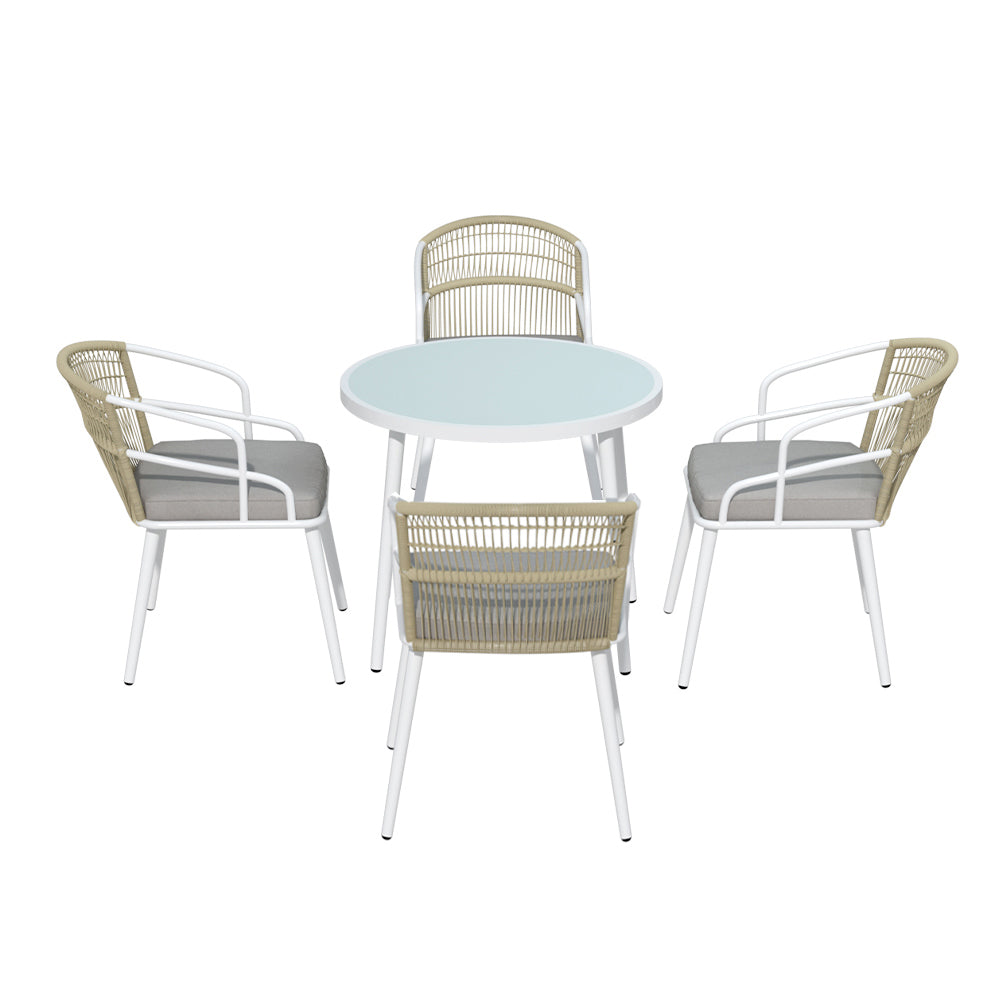 5-Piece Outdoor Dining Set – Rope & Aluminium