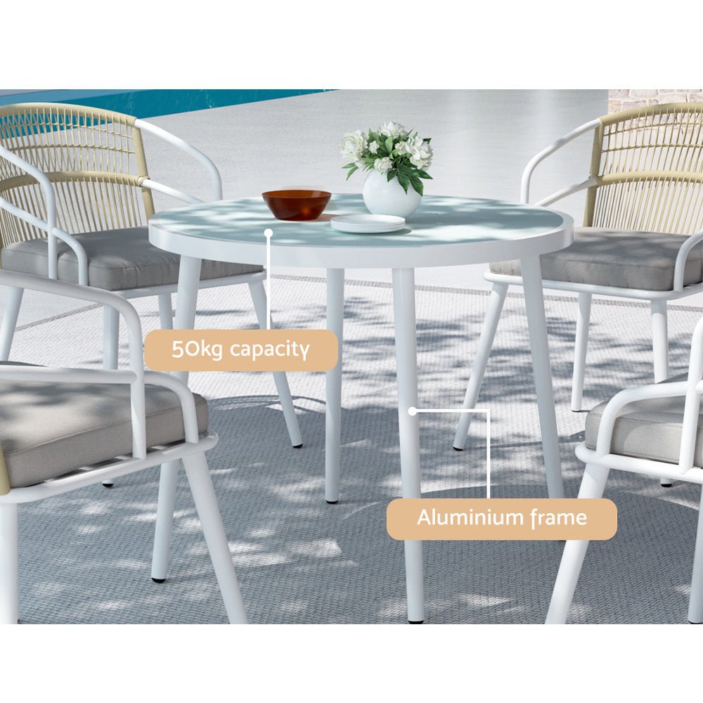 5-Piece Outdoor Dining Set – Rope & Aluminium