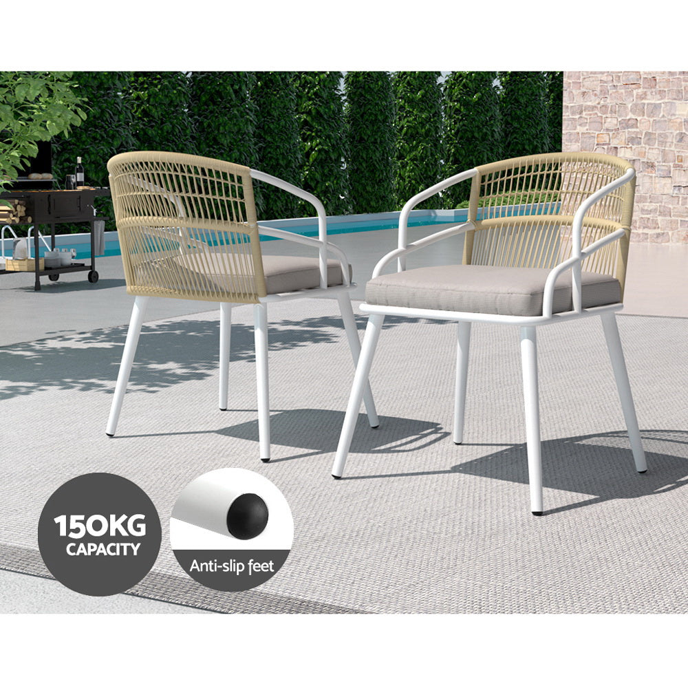 5-Piece Outdoor Dining Set – Rope & Aluminium