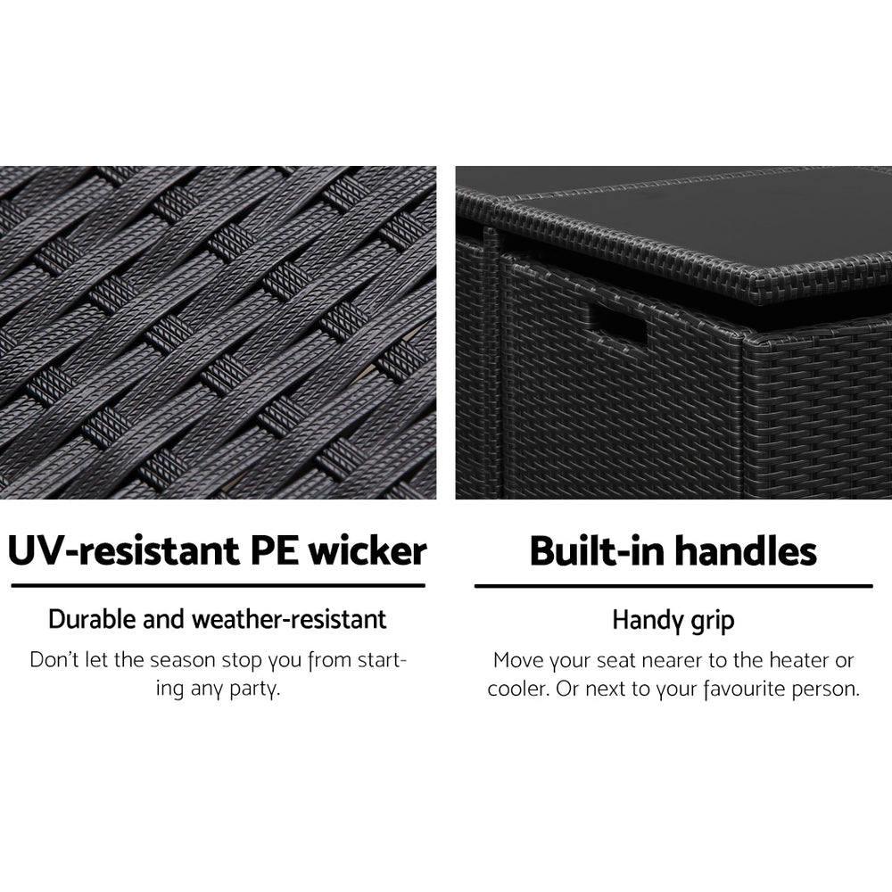 Outdoor Dining Set 5 Piece Wicker Setting - Black