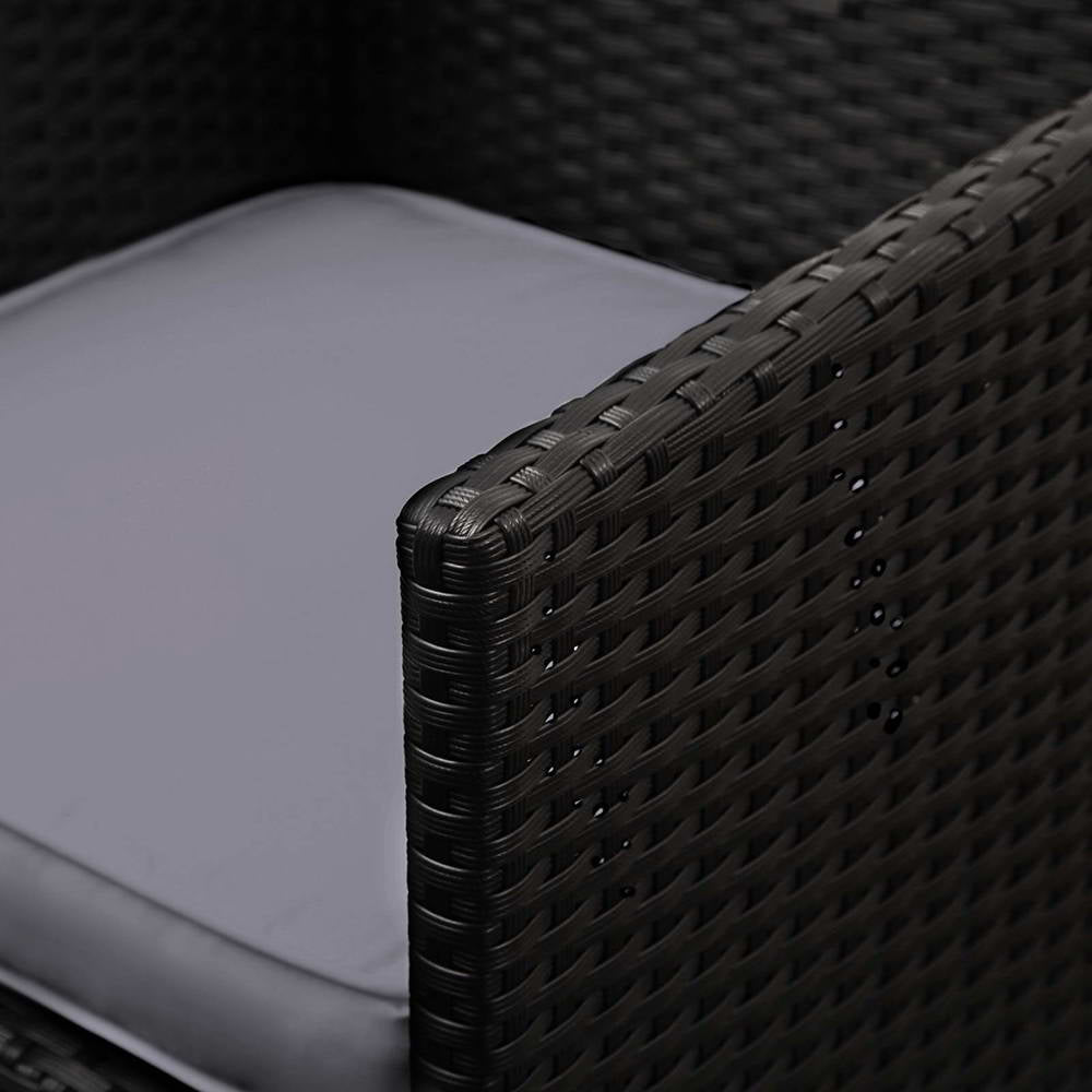 Outdoor Dining Set 5 Piece Wicker Setting - Black