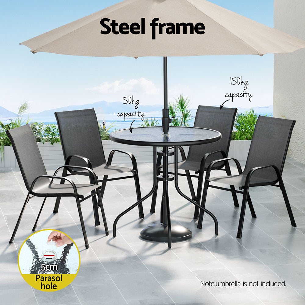 5-Piece Indoor/Outdoor Dining Set – Grey