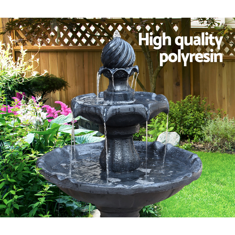 3 Tier Solar Powered Water Fountain (Black)