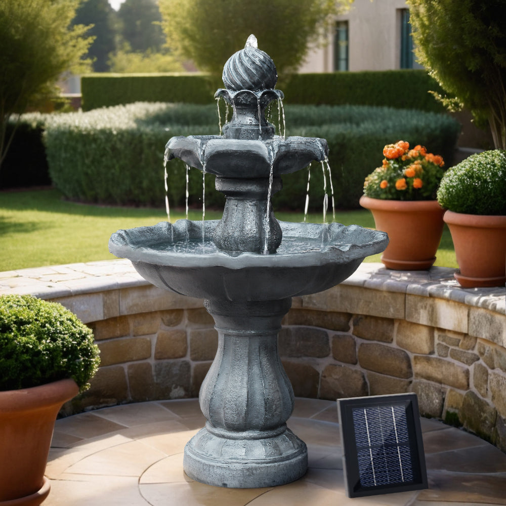 3 Tier Solar Powered Water Fountain (Black)