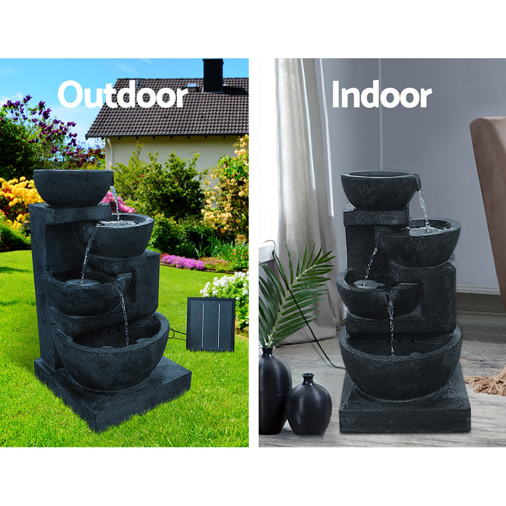 4 Tier Solar Powered Water Fountain with Light (Blue)