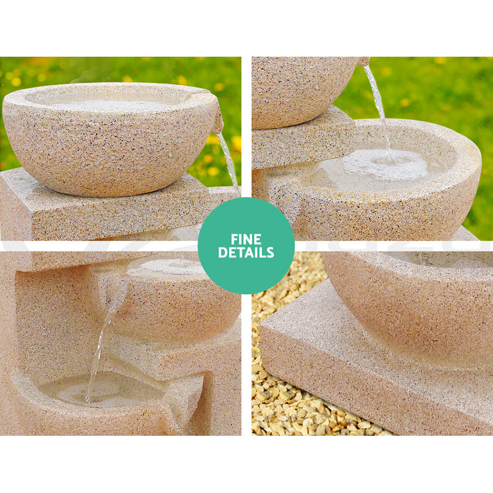 4 Tier Solar Powered Water Fountain with Light (Sand Beige)