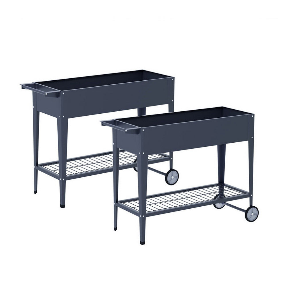 Mobile Raised Garden Bed – With Wheels, Handle & Storage Shelf