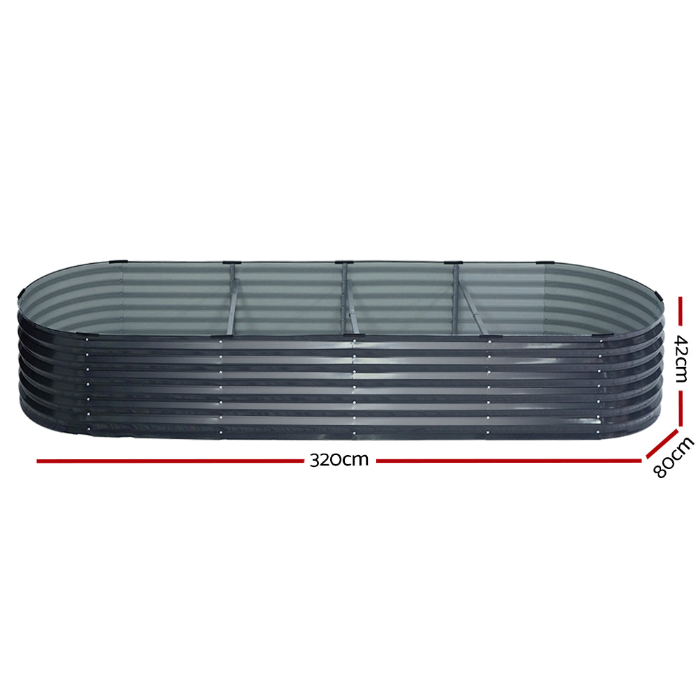 Galvanised Raised Garden Bed – 320 x 80 x 42cm (Set of 2)