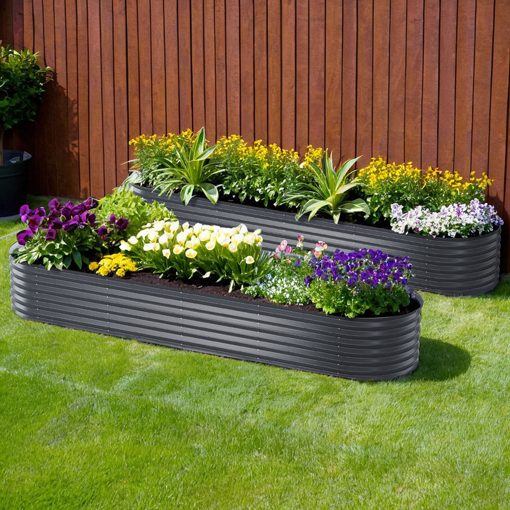 Galvanised Raised Garden Bed – 320 x 80 x 42cm (Set of 2)
