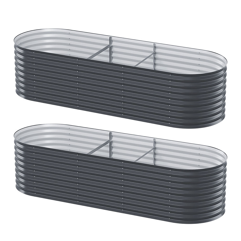 Galvanised Raised Garden Bed – 240 x 80 x 56cm (Set of 2)