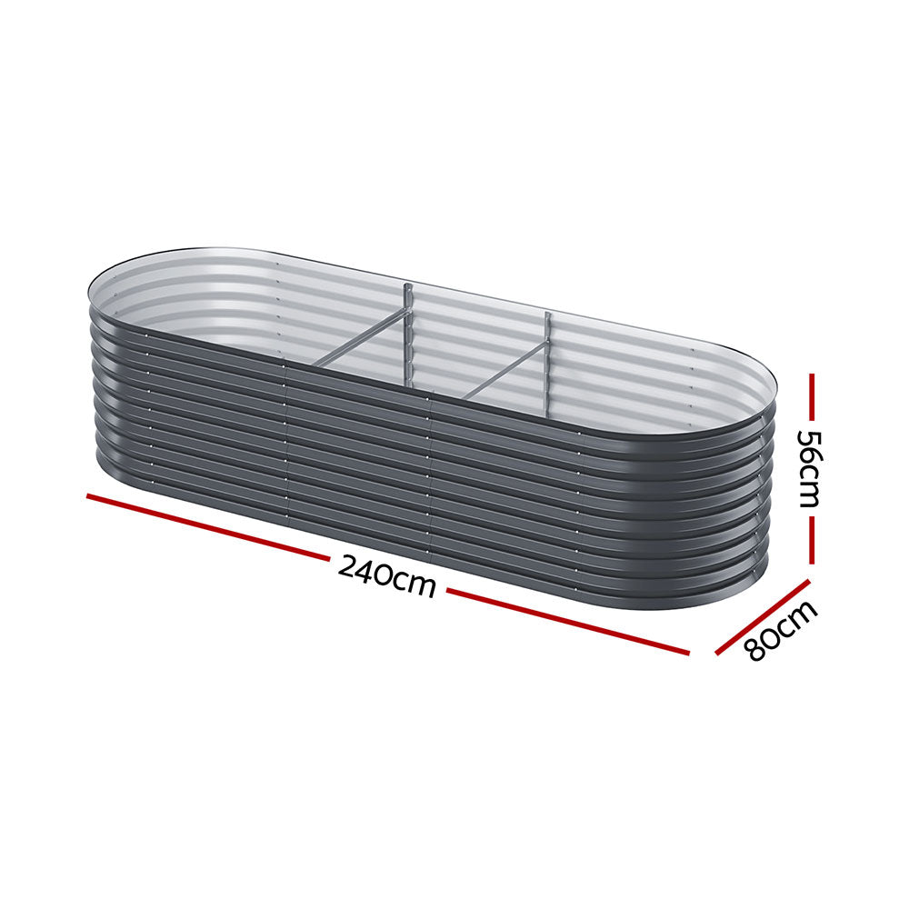 Galvanised Raised Garden Bed – 240 x 80 x 56cm (Set of 2)