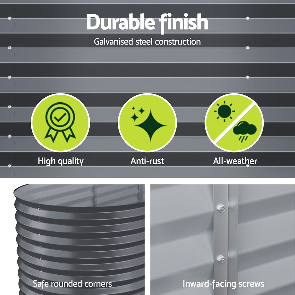 Galvanised Raised Garden Bed – 240 x 80 x 56cm (Set of 2)