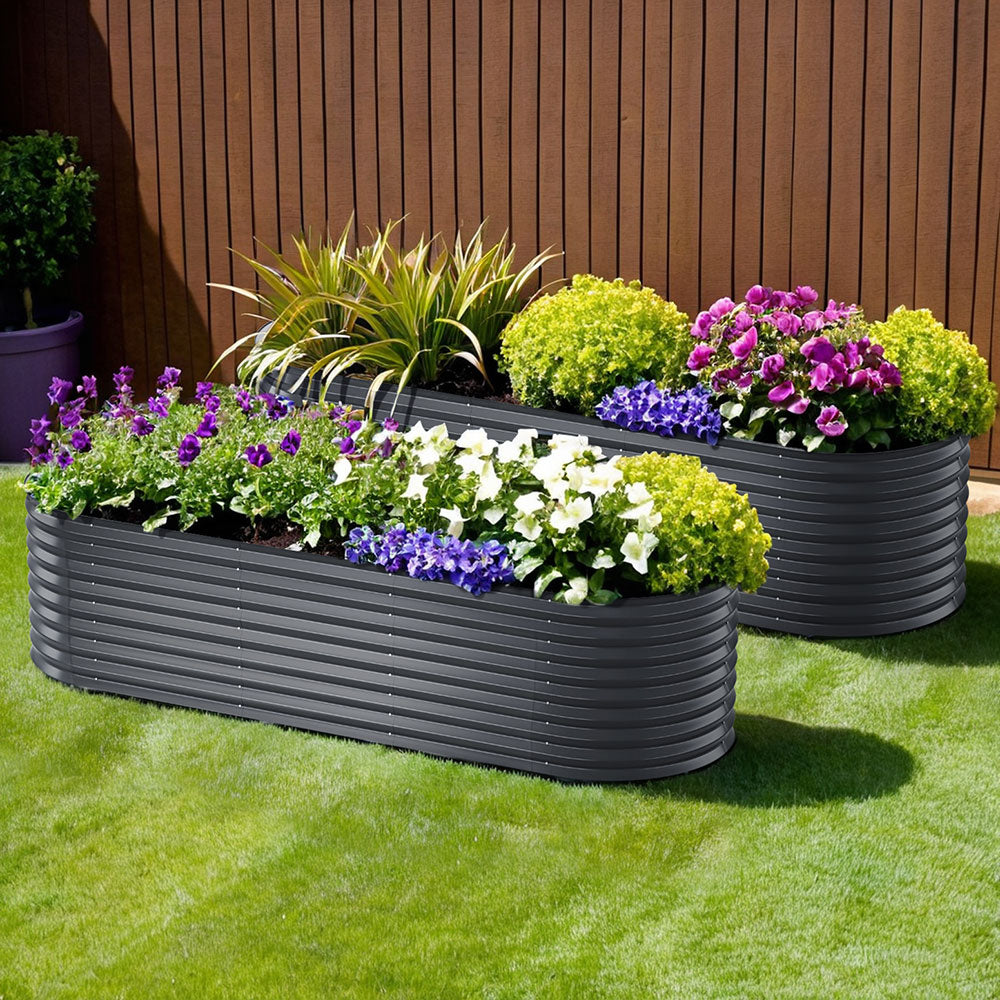 Galvanised Raised Garden Bed – 240 x 80 x 56cm (Set of 2)
