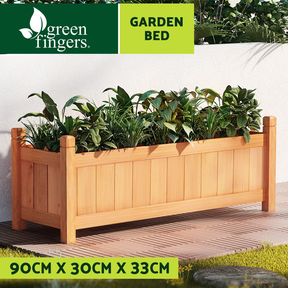 Wooden Raised Garden Bed – Fir Wood (90 x 30 x 33cm, Brown)