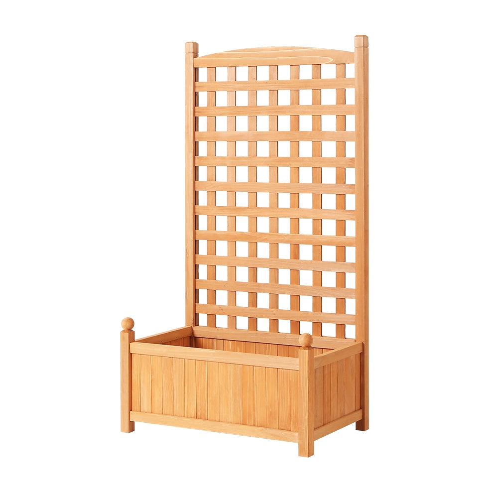 Wooden Raised Garden Bed with Trellis – Fir Wood (64 x 35 x 115cm, Brown)