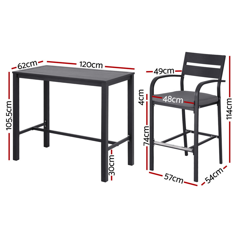 5-Piece Aluminium Outdoor Bar Set – Dark Grey