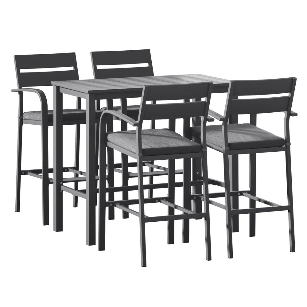5-Piece Aluminium Outdoor Bar Set – Dark Grey