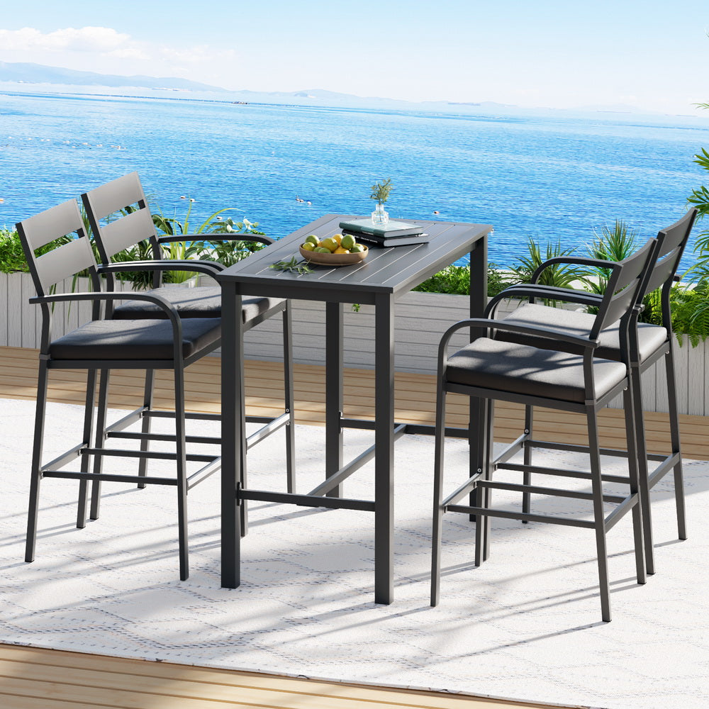5-Piece Aluminium Outdoor Bar Set – Dark Grey