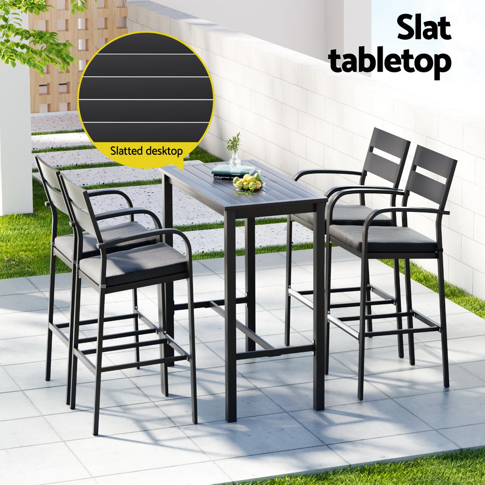 5-Piece Aluminium Outdoor Bar Set – Dark Grey