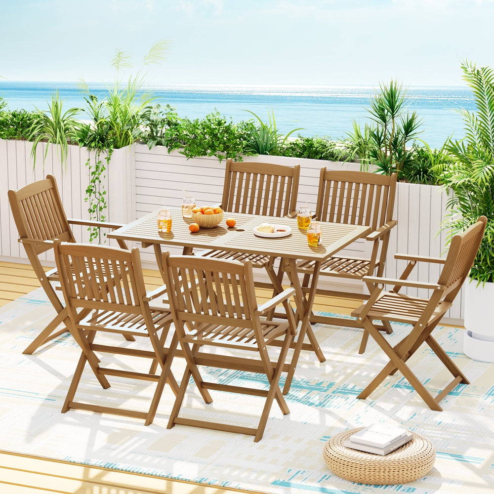 7-Piece Outdoor Dining Set – Acacia Wood