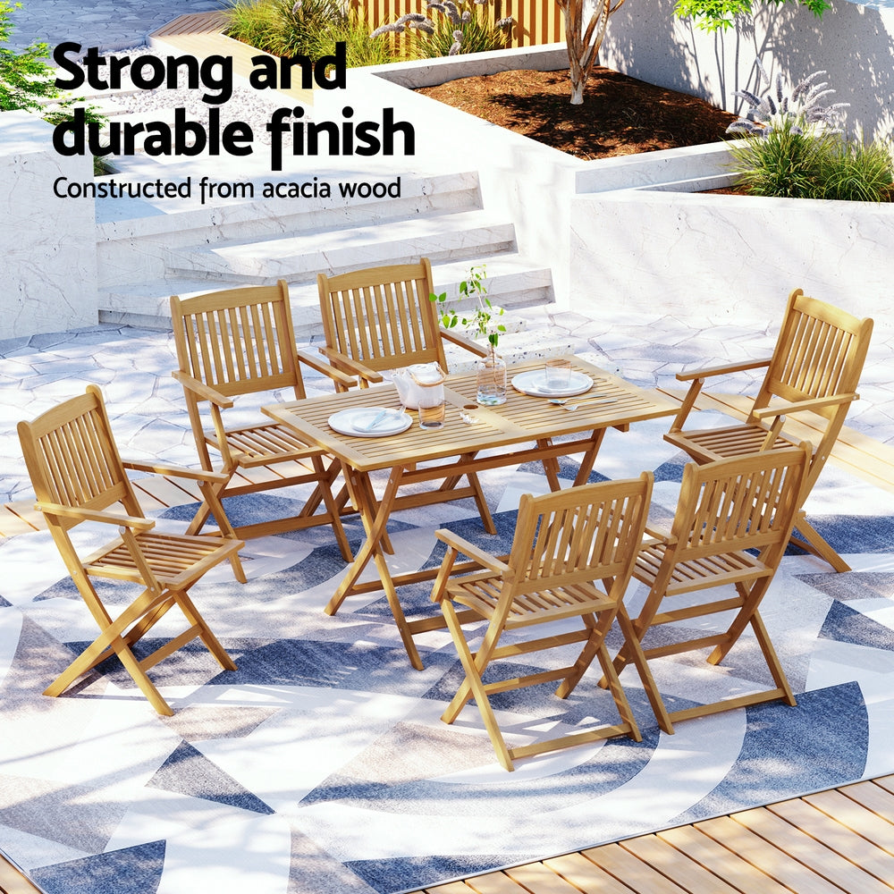7-Piece Outdoor Dining Set – Acacia Wood