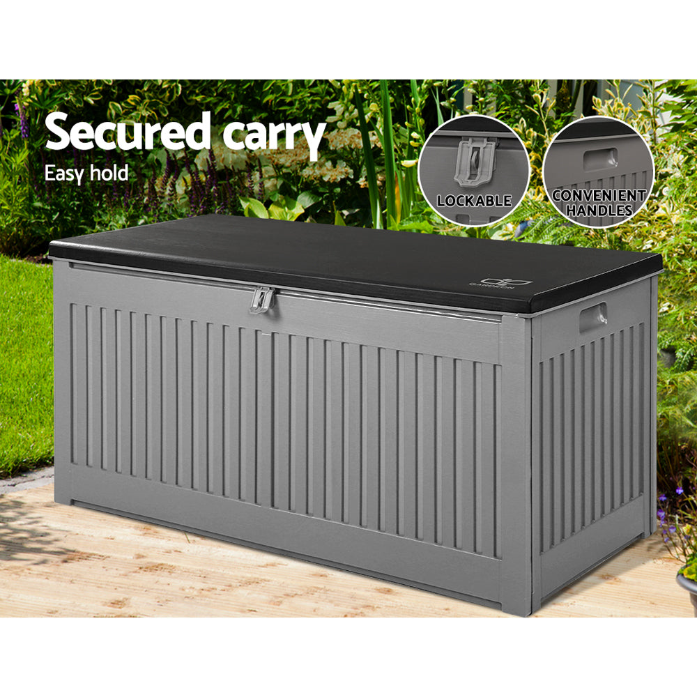 270L Outdoor Storage Box with Bench Seat – Grey & Black