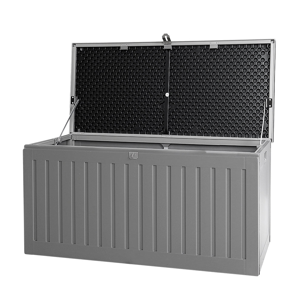 270L Outdoor Storage Box with Bench Seat – Grey & Black