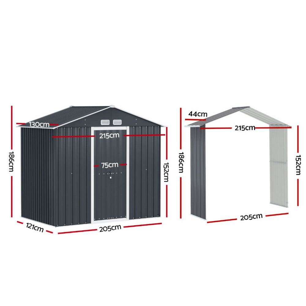 Garden Shed with Extension Kit – 215 x 174 x 186cm