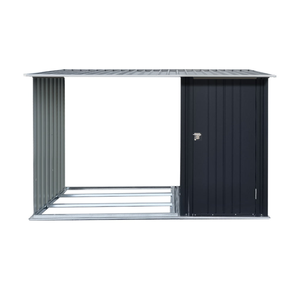 Metal Garden Shed – Tool & Firewood Storage, Galvanised Steel - 249 x 104 x 159cm