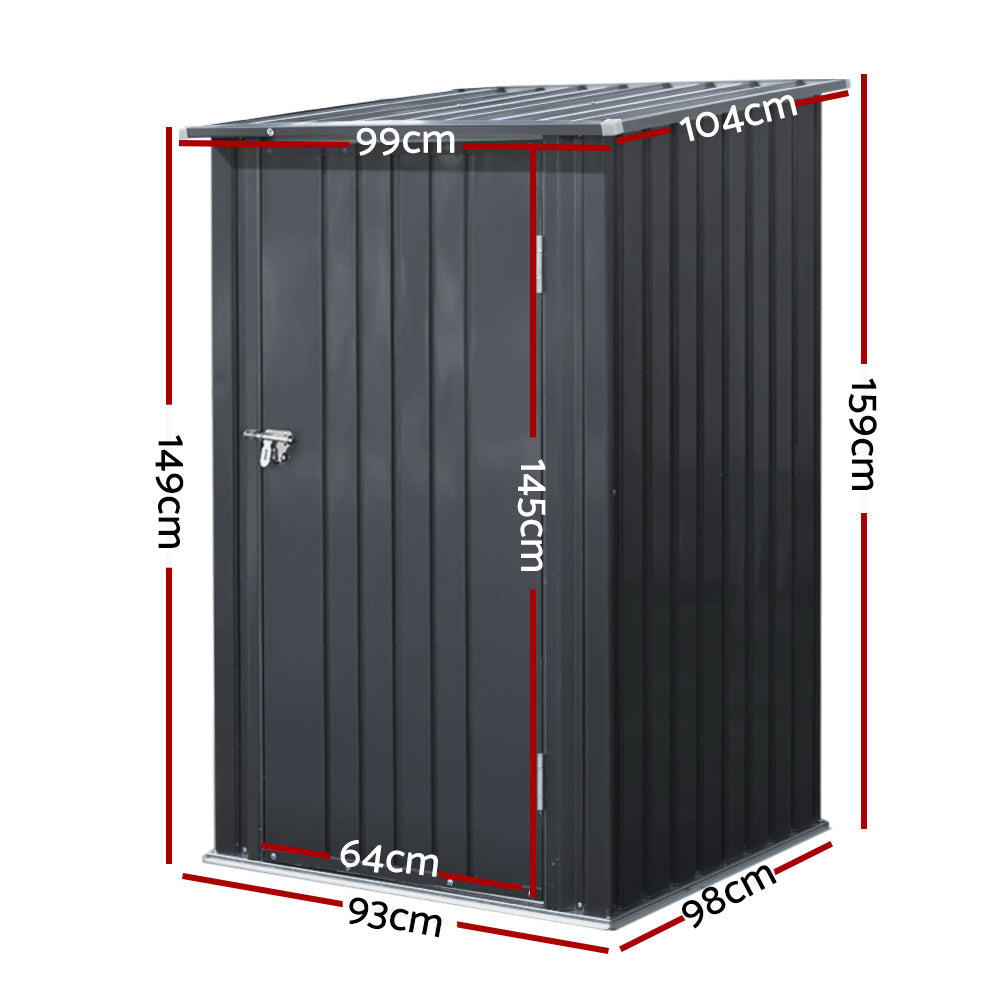 Metal Garden Shed – Galvanised Steel (99 x 104 x 159cm, Anthracite)