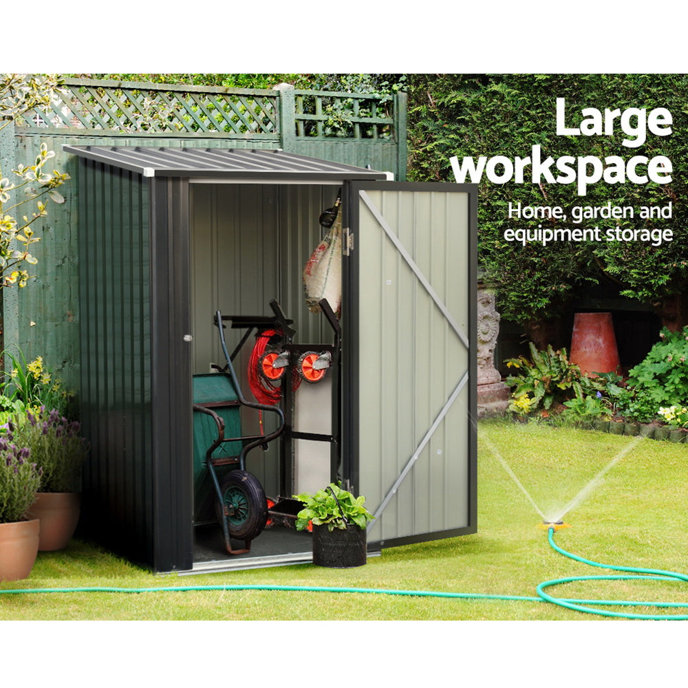 Metal Garden Shed – Galvanised Steel (99 x 104 x 159cm, Anthracite)