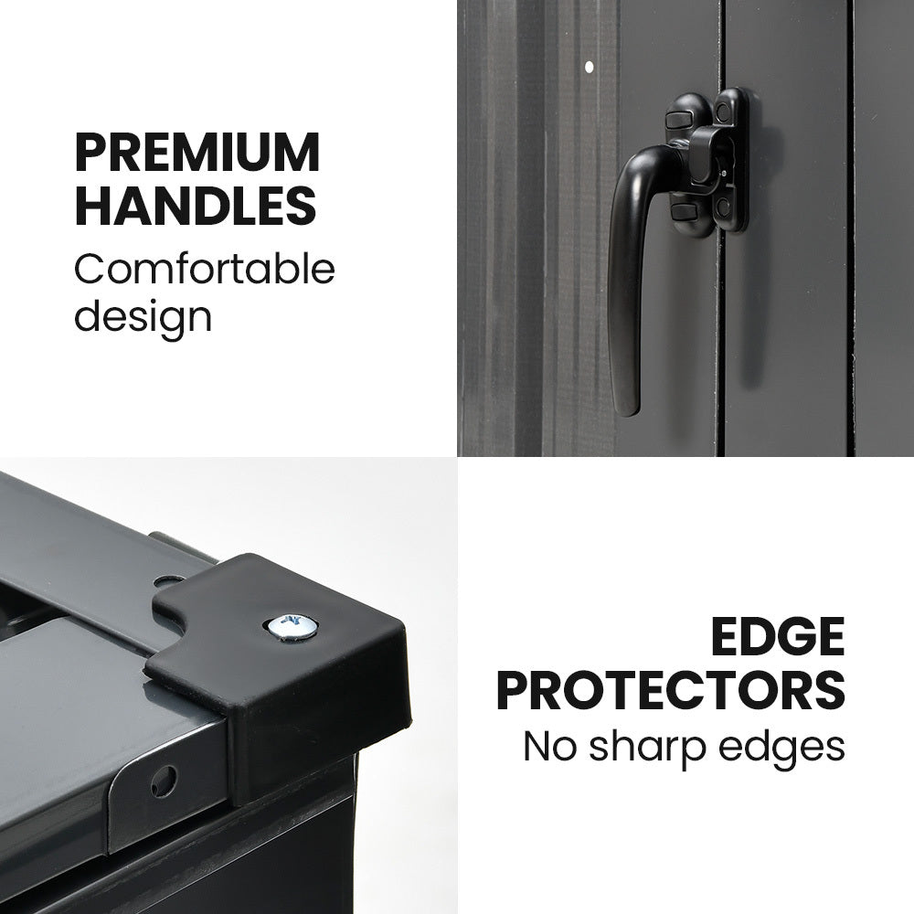 3-Bin Garbage Bin Shed – Galvanised Steel Outdoor Storage