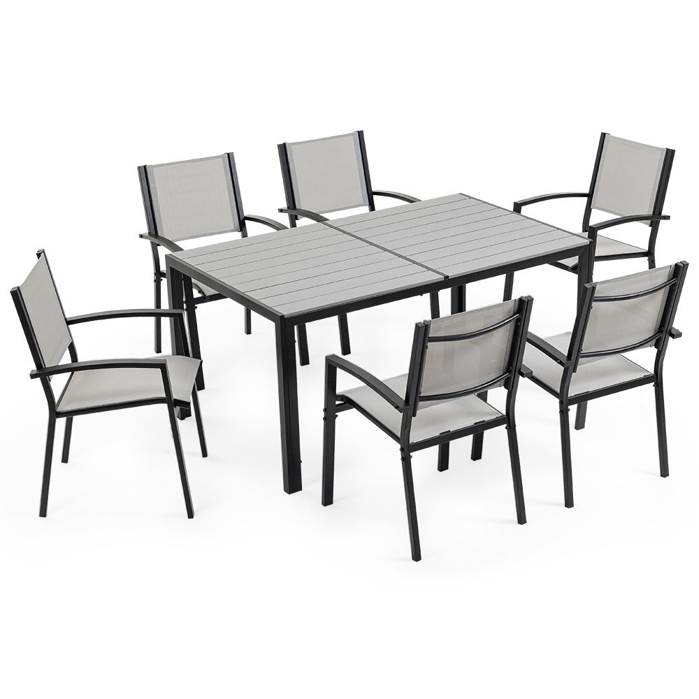 7-Piece Outdoor Dining Set – Polywood & Mesh