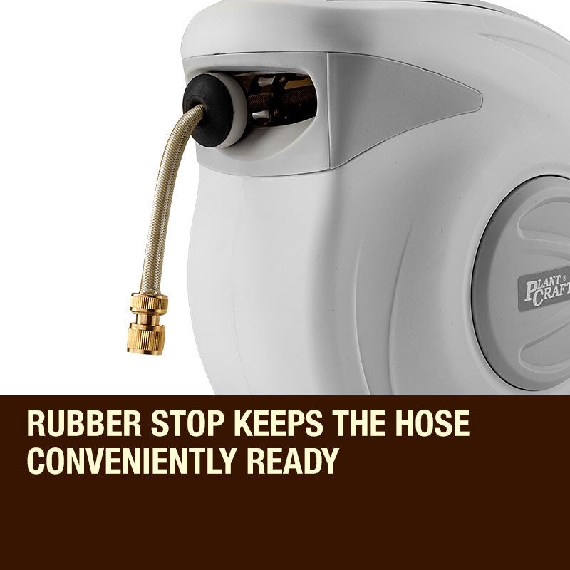 30m Wall-Mounted Retractable Water Hose Reel – Cream & Grey