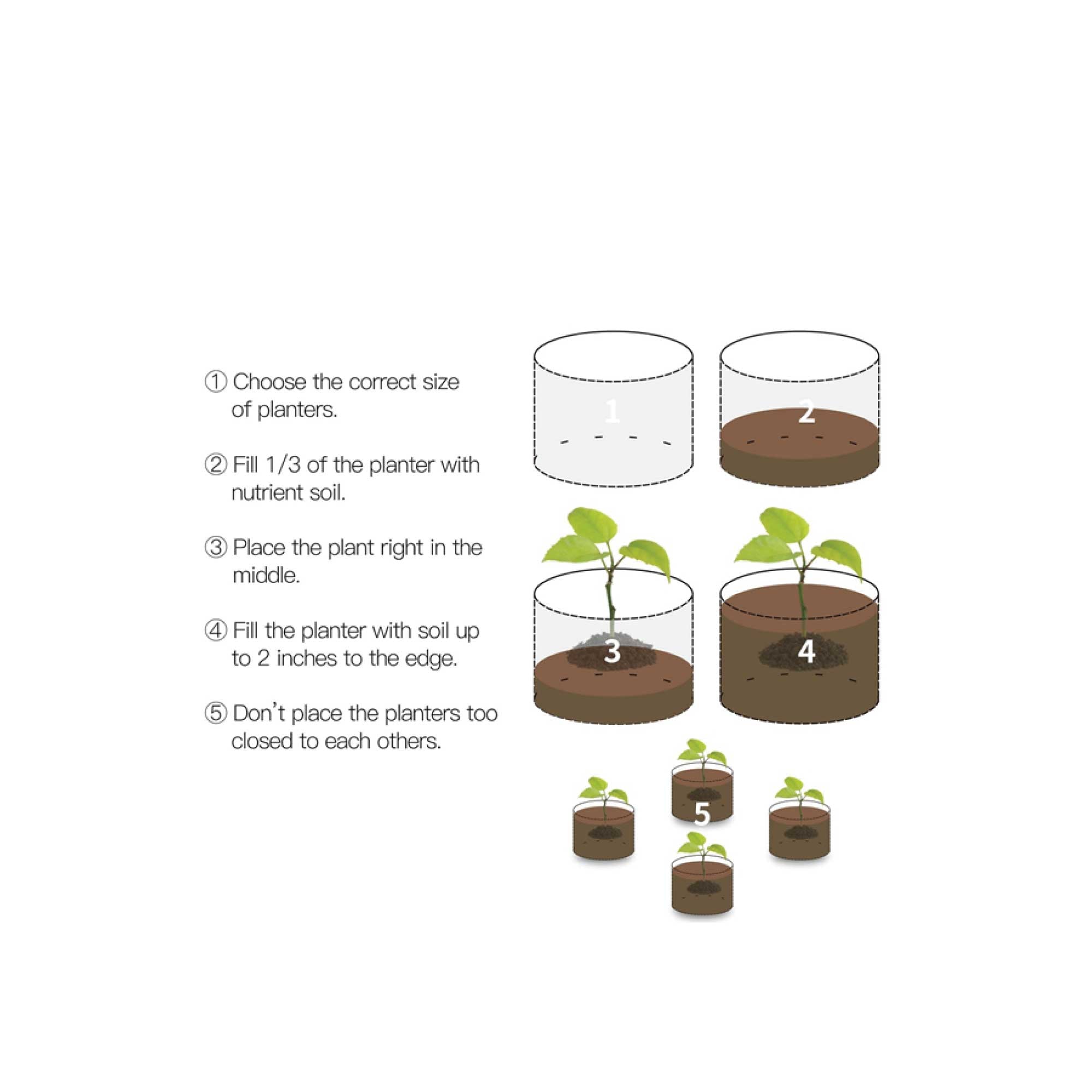 6-Pack 1 Gallon / 3.8L Fabric Grow Bags