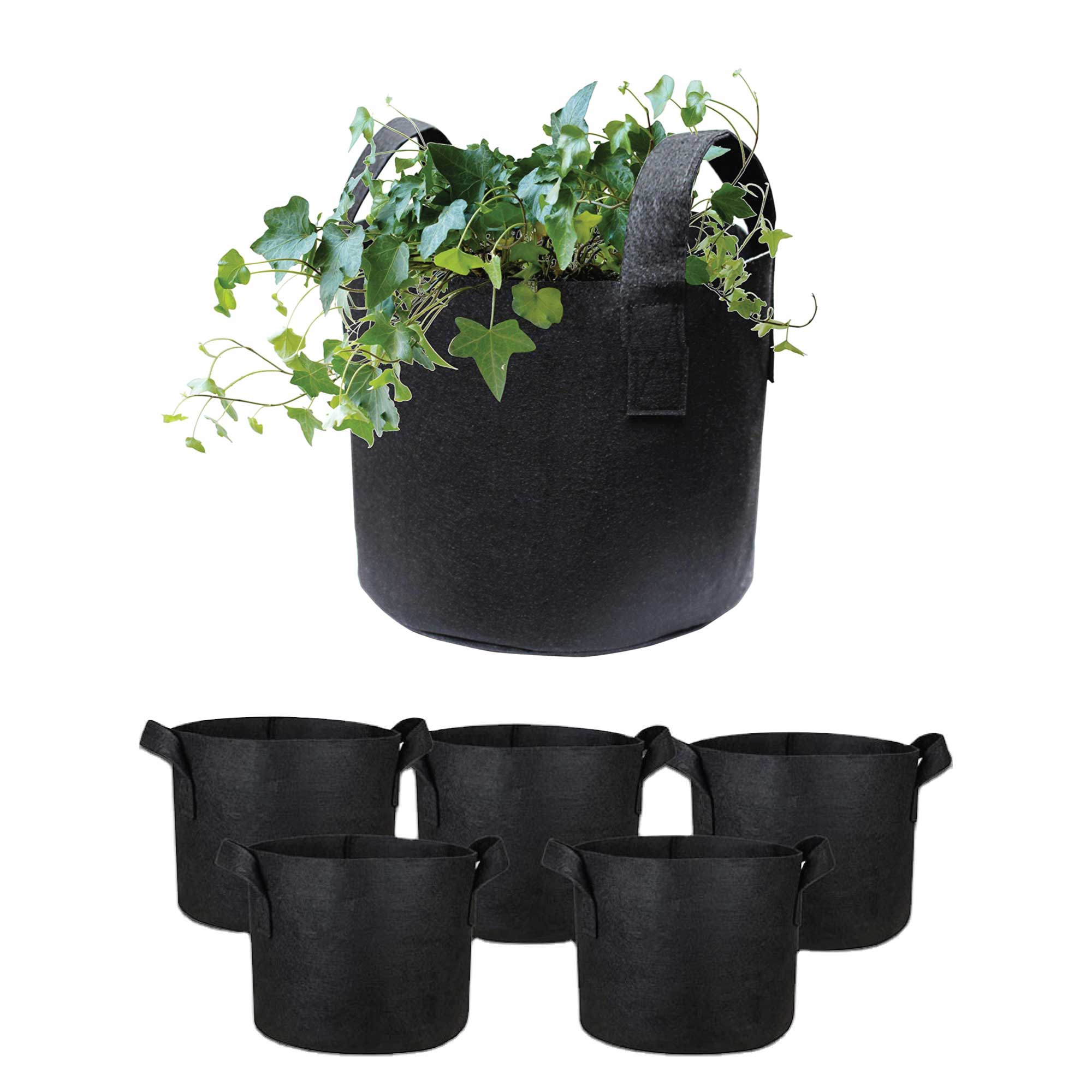 6-Pack 10 Gallon / 38L Fabric Grow Bags – Breathable Felt Plant Pots with Handles