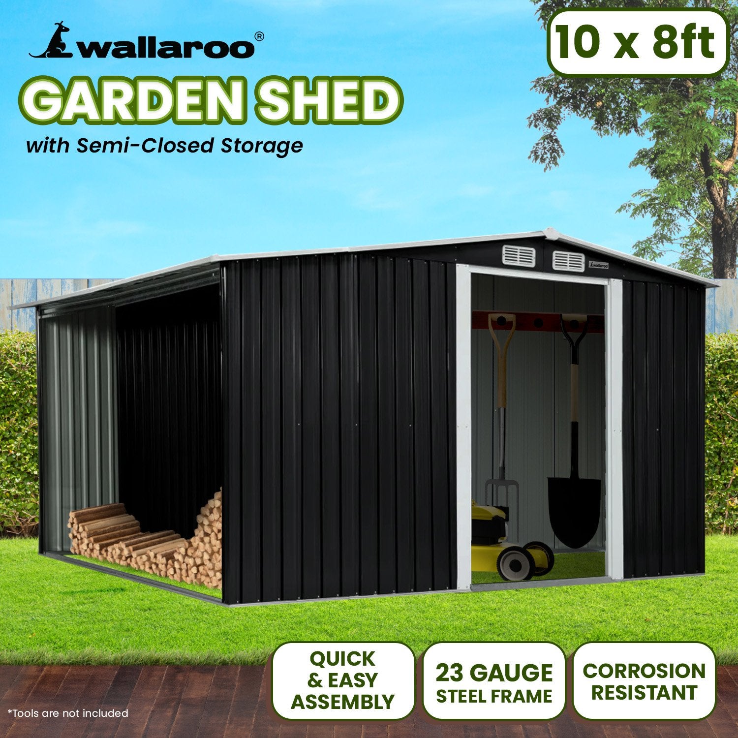 10ft x 8ft Metal Garden Shed – 257 x 178 x 312cm