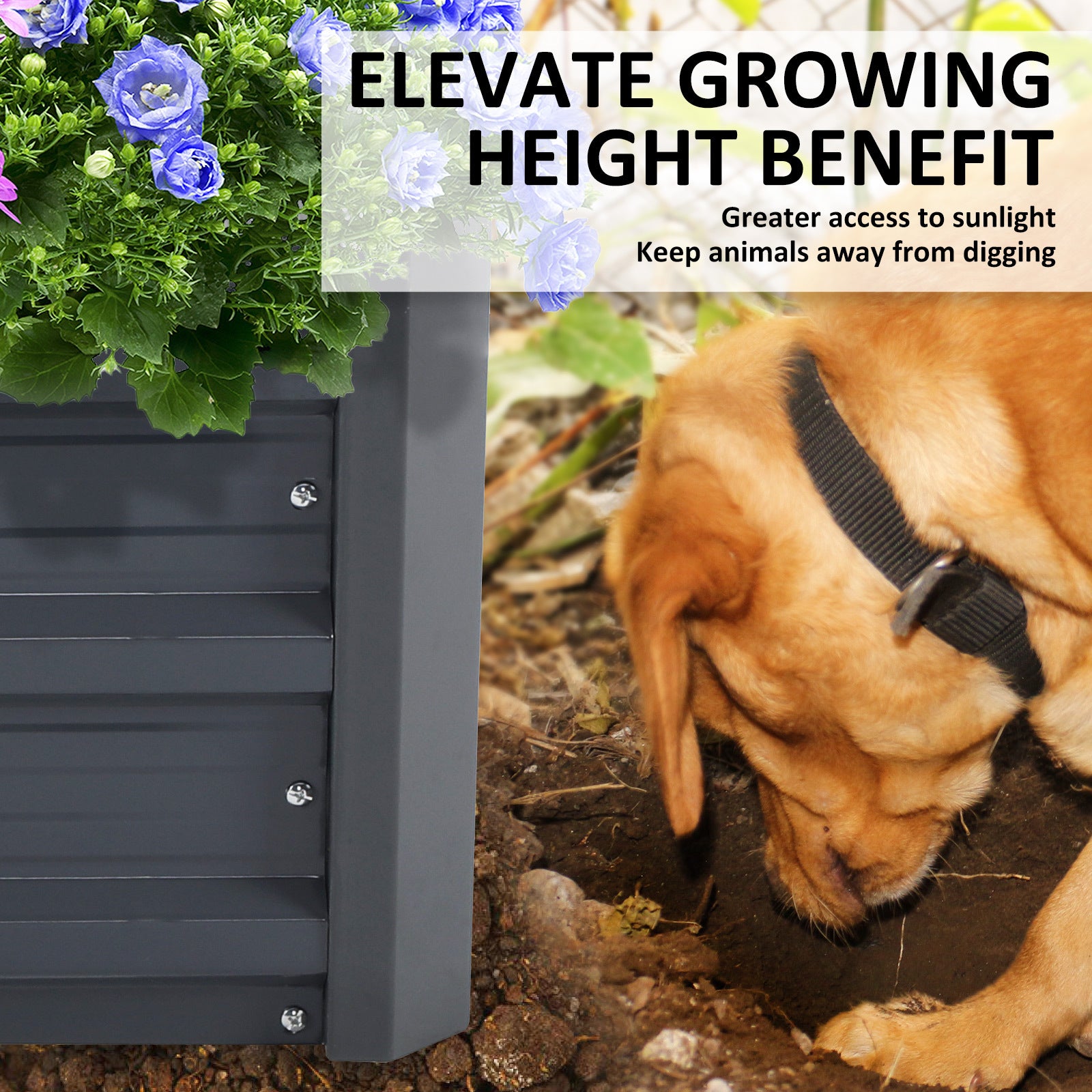 2-Piece Raised Garden Bed Set – Galvanised Steel Planters (180 x 90 x 30cm, Grey)