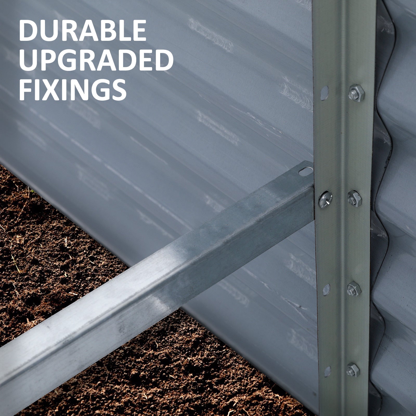 2-Piece Raised Garden Bed Set – Galvanised Steel Planters (180 x 90 x 30cm, Grey)