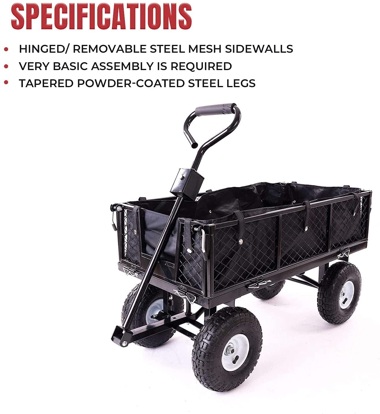 Heavy-Duty Garden Dump Cart – 300kg Capacity Rolling Mesh Trolley