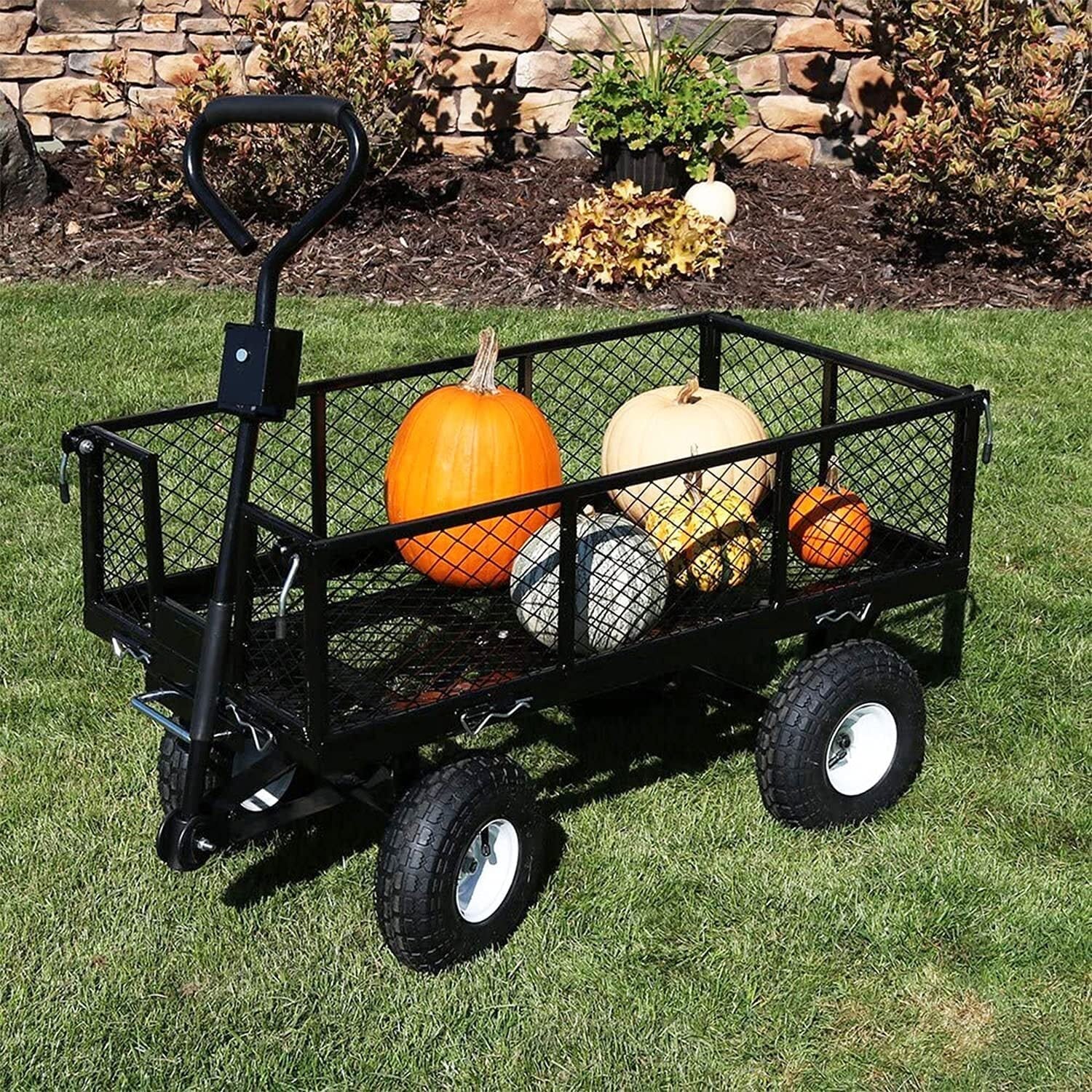Heavy-Duty Garden Dump Cart – 300kg Capacity Rolling Mesh Trolley