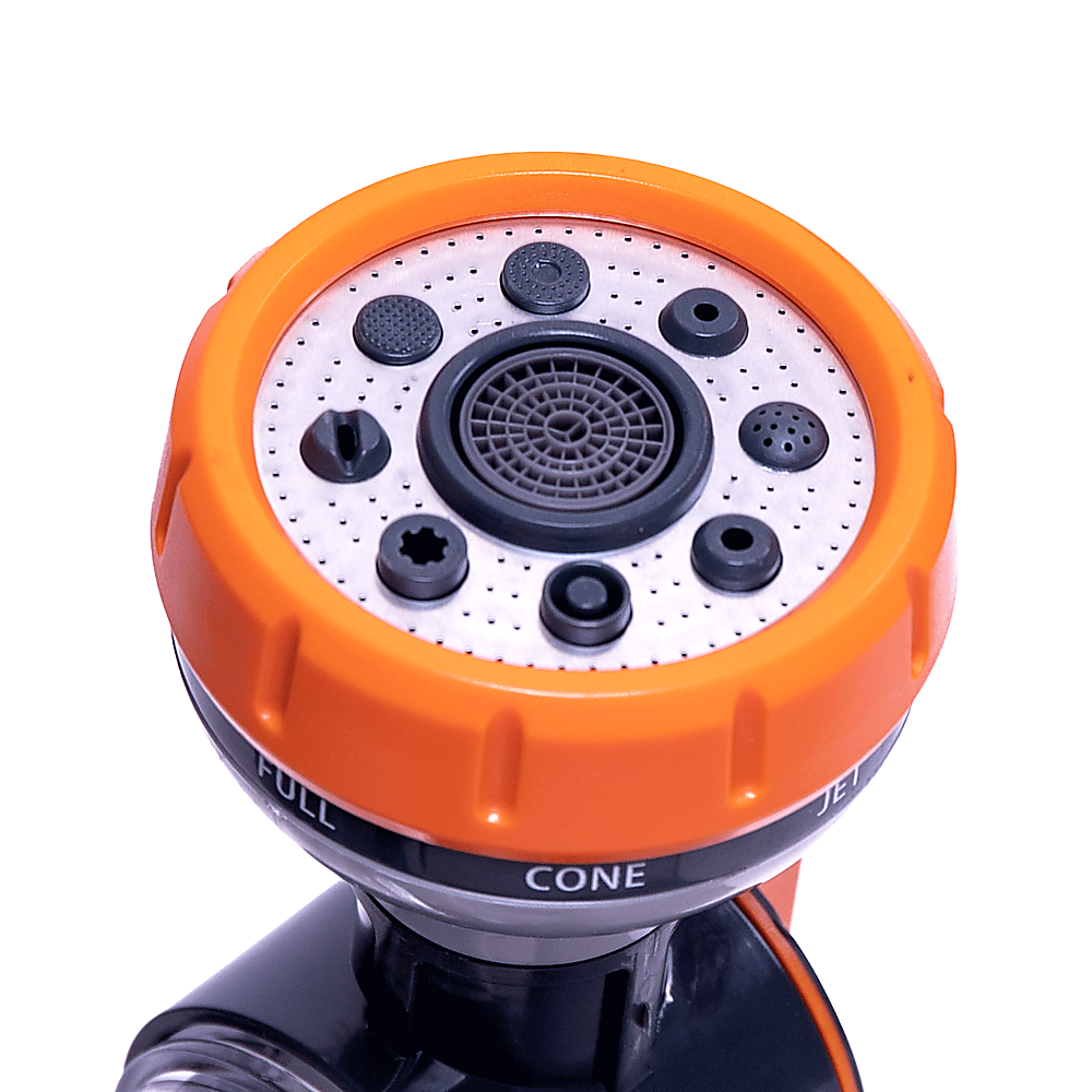 Multi-Function Garden Hose Nozzle with Foam Sprayer – 8 Spray Patterns & 150mL Detergent Bottle