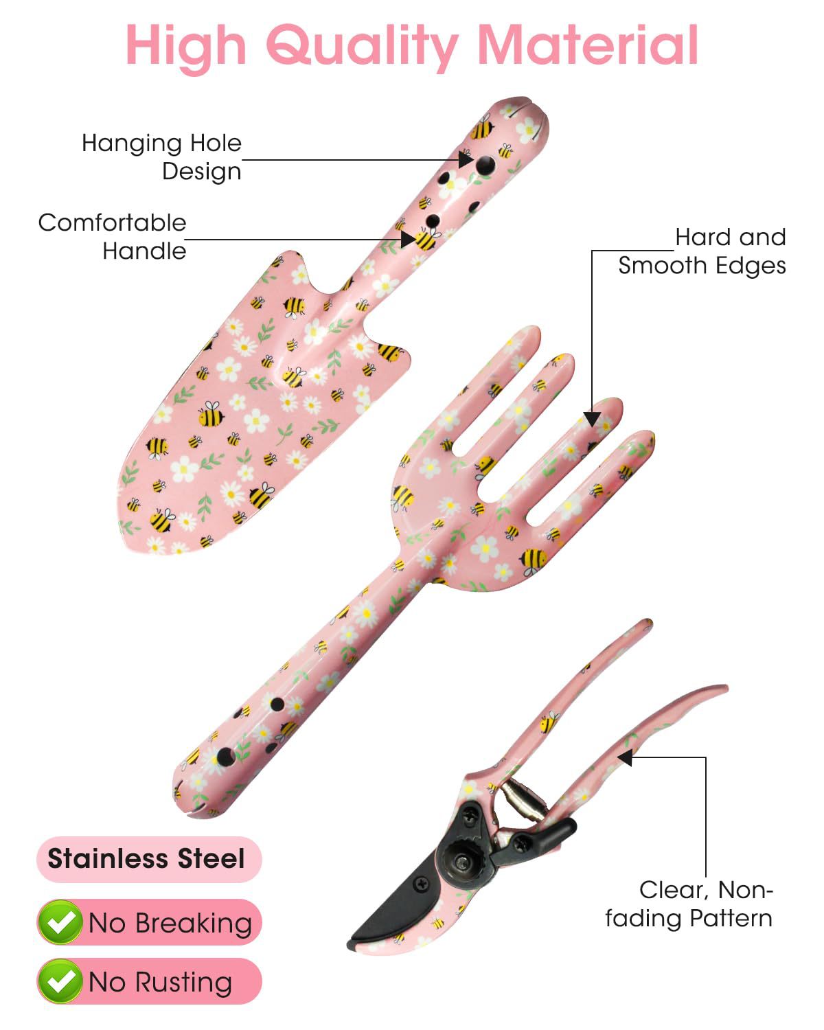 3-Piece Floral Print Garden Tool Set