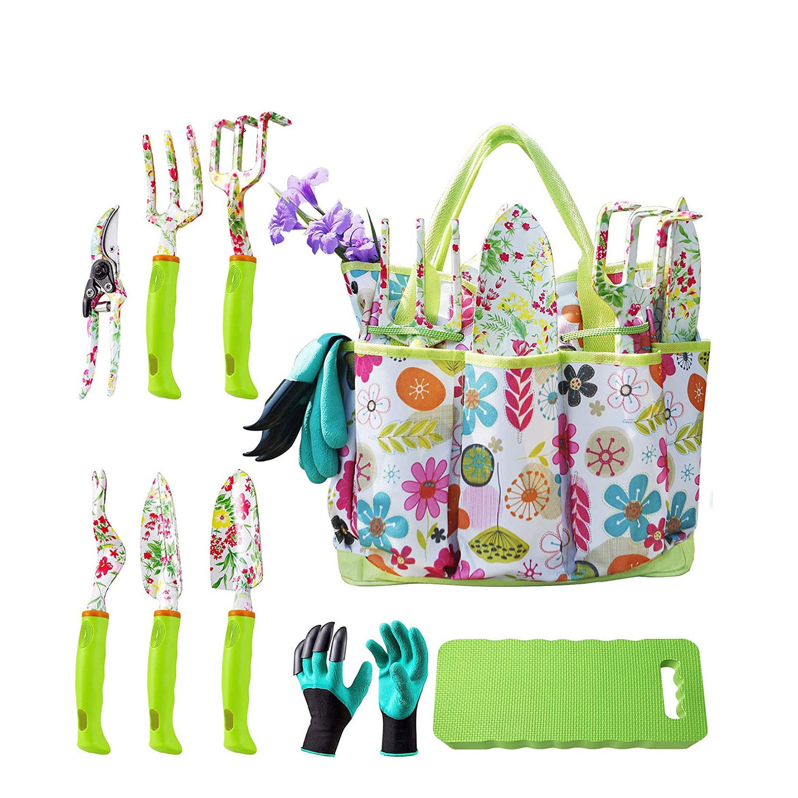 9-Piece Floral Garden Tool Set for Women