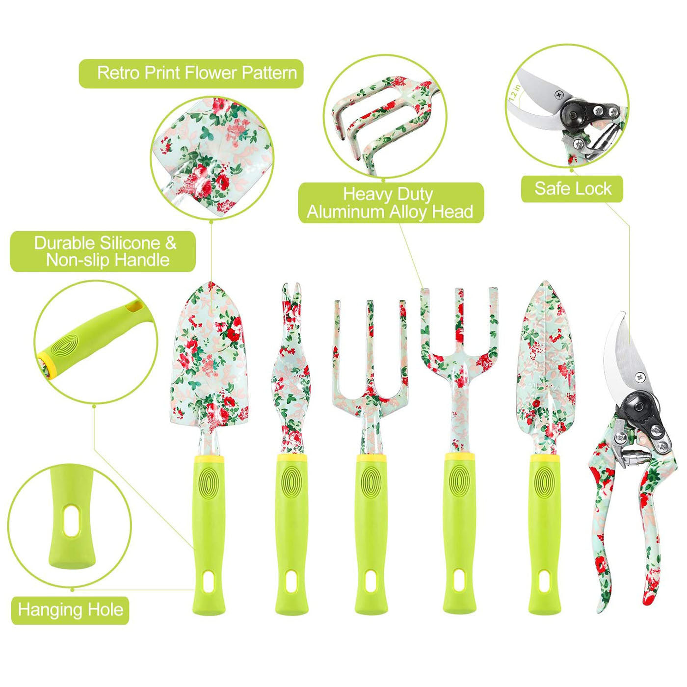 9-Piece Floral Garden Tool Set for Women